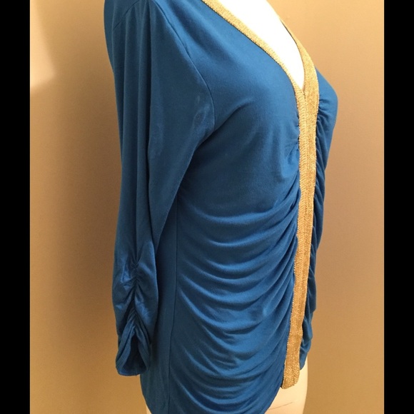 Blue and gold August silk top - Picture 3 of 4